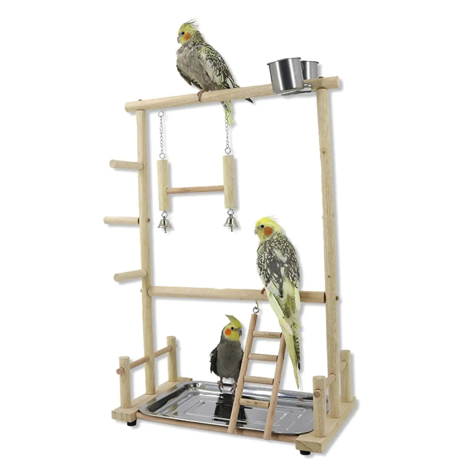 Wooden Bird Playground Exercise Activity Center Parakeet Playpen Ladder Birds