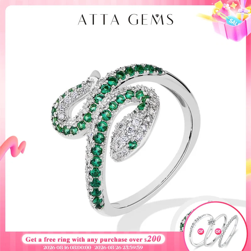 ATTAGEMS Original Snake Moissanite Ring S925 Sterling Silver Women Men Luxury Engagement Ring High Quality Shipping from the USA