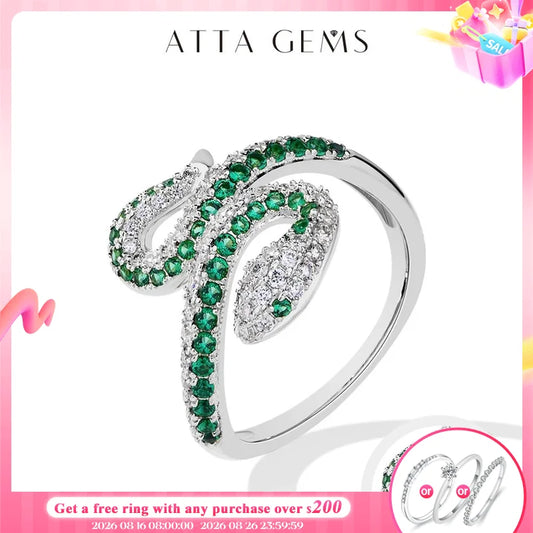 ATTAGEMS Original Snake Moissanite Ring S925 Sterling Silver Women Men Luxury Engagement Ring High Quality Shipping from the USA