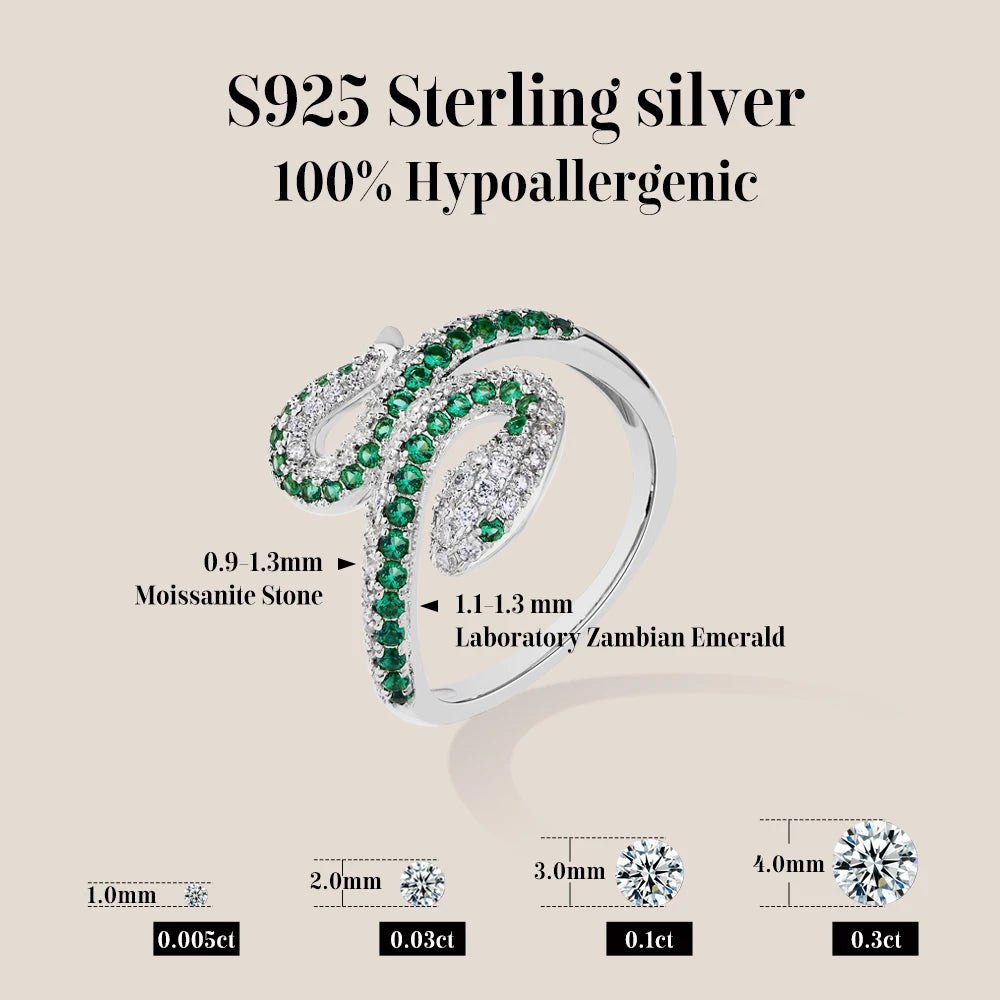 ATTAGEMS Original Snake Moissanite Ring S925 Sterling Silver Women Men Luxury Engagement Ring High Quality Shipping from the USA