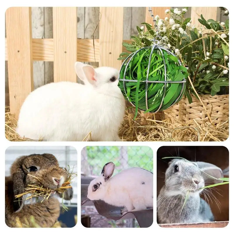 Hay Feeder Ball Stainless Steel Bunny Grass Sphere Play Chew Toy Grass Rack Ball, Pet Supplies For Bunny Hamster Chinchilla