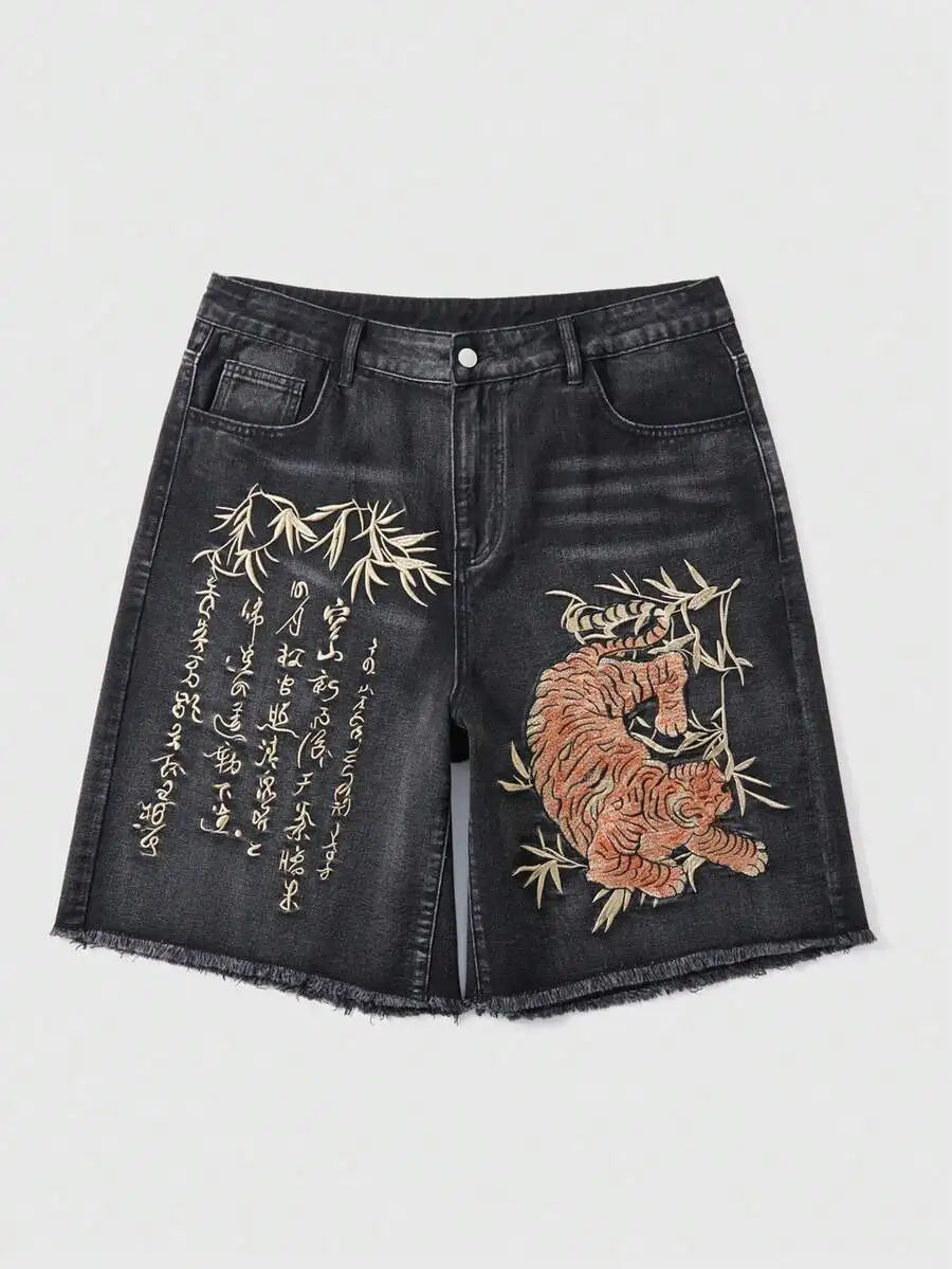Street Life Casual Fashion Street Vacation Commute Colorful Rhinestone Patchwork PU Leather Loose Denim Shorts,