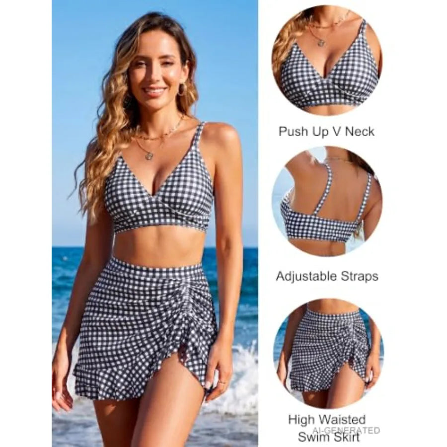 Blooming Jelly Women's High Waisted Bikini Sets Tummy Control Bathing Suit Two Pcs Swim Suit 2026 Retro Swimsuit