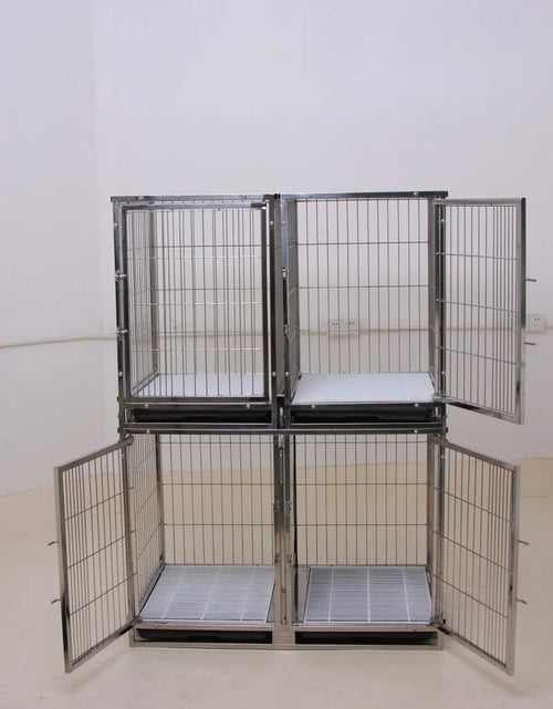 Load image into Gallery viewer, HFMED stainless end storage table pet big dog rabbit cage wood crate chic dog house kennel supplies with tray
