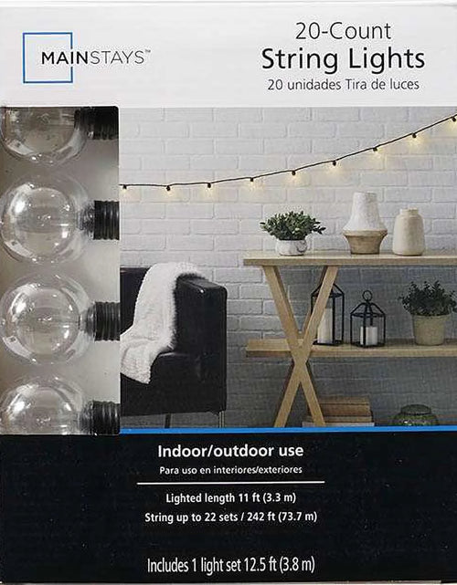 Load image into Gallery viewer, 20-Count Indoor Outdoor Incandescent String Lights, with White Cord, Ac-Powered, 6 Volts
