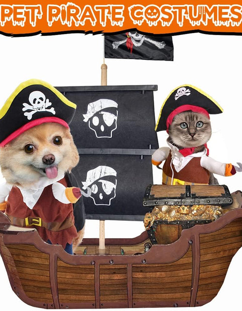 Load image into Gallery viewer, Funny Cat Pirate Costumes - Caribbean Style Pet Dressing up Cosplay Party Costume with Hat Small to Medium Dogs Cats Kitty Cute Fashion Prop Apparel for Halloween Christmas Party Accessories (S)
