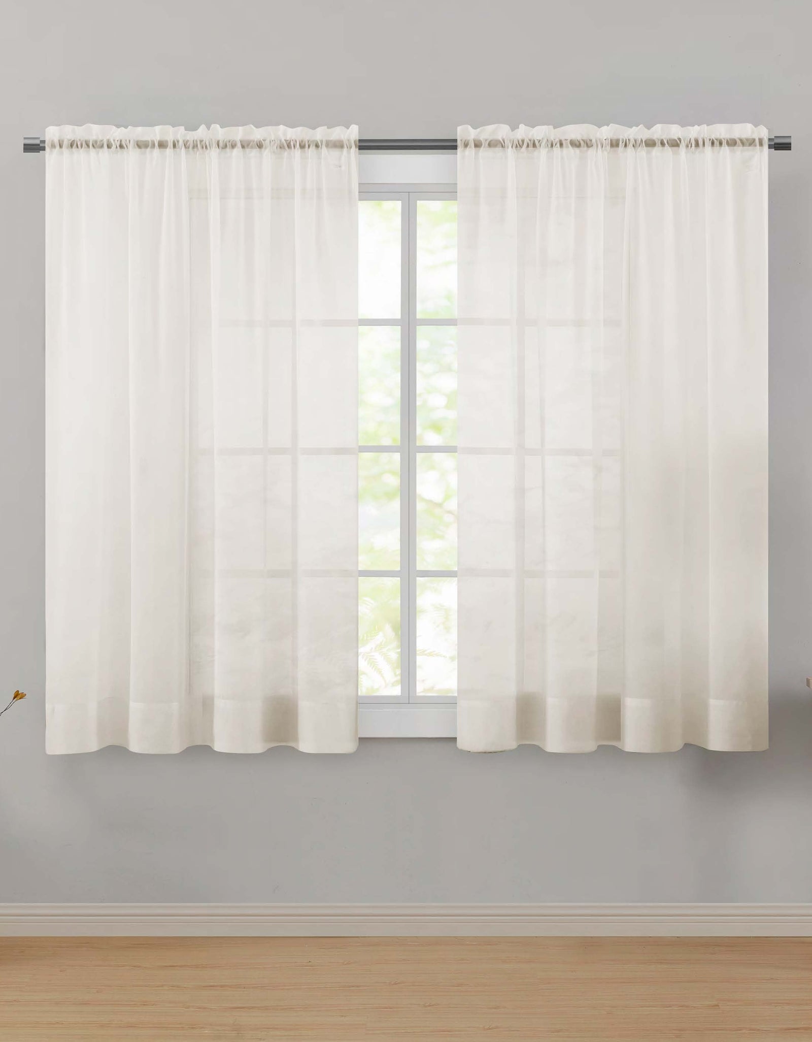 Sheer Voile Single Curtain Panel 59"X63" Ivory