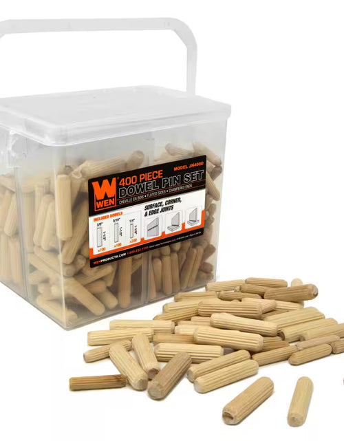 Load image into Gallery viewer, Fluted Dowel Pin Variety Bucket with 1/4 In., 5/16 In., and 3/8 In. Woodworking Dowels (400-Piece)
