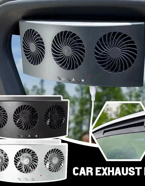 Load image into Gallery viewer, Solar Car Fan USB Rechargeable Exhaust Fan Air Circulation Cooling and Heat Dissipation High Wind Power 2/3 Head Ventilation Fan
