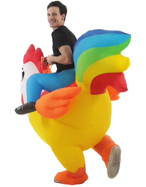 Load image into Gallery viewer, Inflatable Costume Riding Rooster, Blow up Ride on Chicken for Holiday/Festivals/Party
