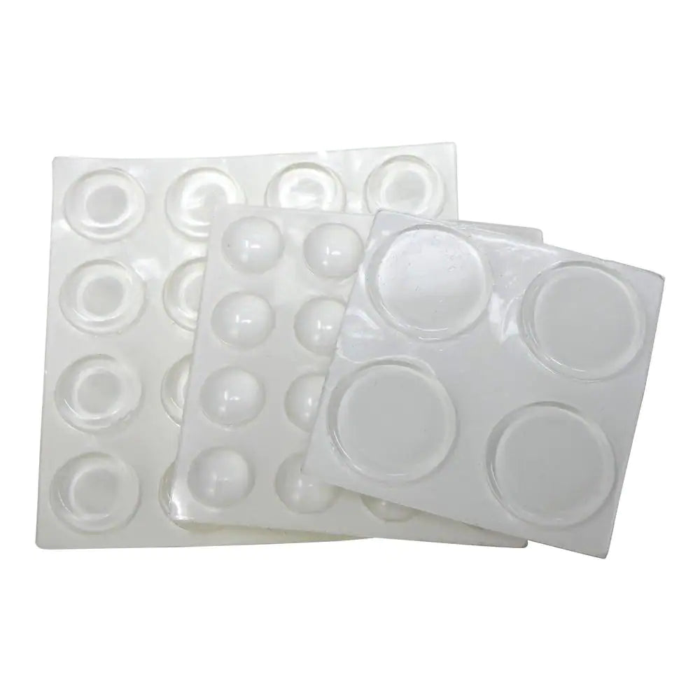 Clear Soft Rubber like Plastic Self-Adhesive Assorted round Bumpers (36-Pack)