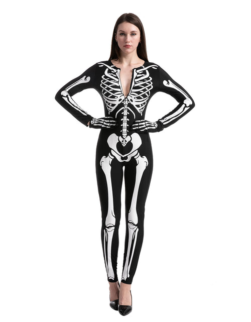 Load image into Gallery viewer, Glow in the Dark Skeleton Costume for Adults Women Halloween Dress up Party Role Playing Cosplay
