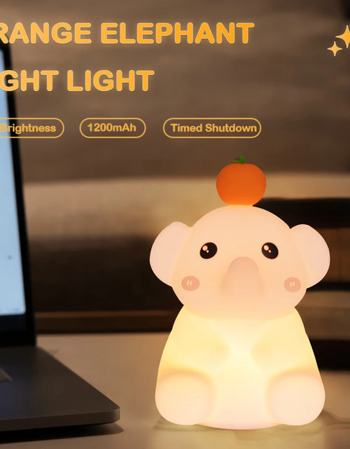 Load image into Gallery viewer, Children Silicone Night Light Cute Elephant Baby Dimmable Timed Sleeping Night Lamp for Bedside Bedroom Decoration Gift Birthday
